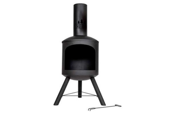 Log Barn Fire Chiminea for Garden (43 x 43 x 118 cm). Black 