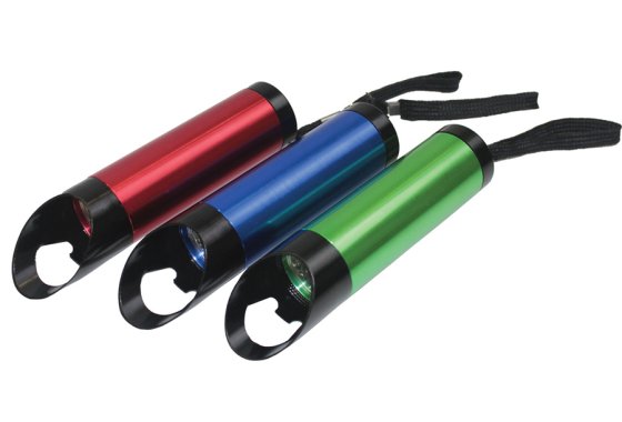 LED Torch with Bottle Opener - Blue/Green/Red