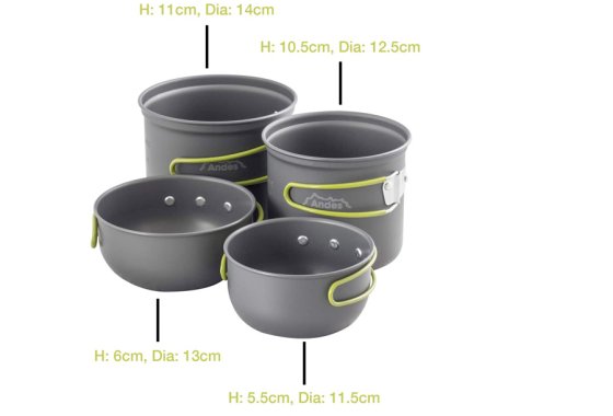 Andes Aluminium Camping Cook Set