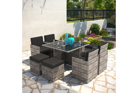 BillyOh Modica 8 Seater Cube Outdoor Rattan Garden Dining Se