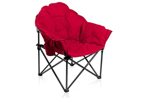 ALPHA CAMP Folding Oversized Moon Saucer Chair with Cup Hold