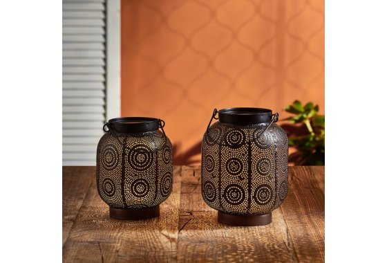 Fes Moroccan Solar Lantern Duo