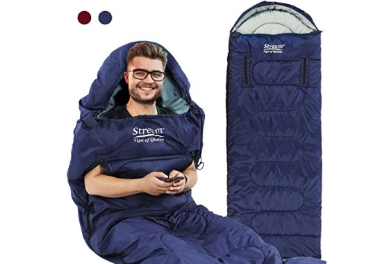 Camping Sleeping Bag - 3 Season Warm & Cool Weather - Lightw