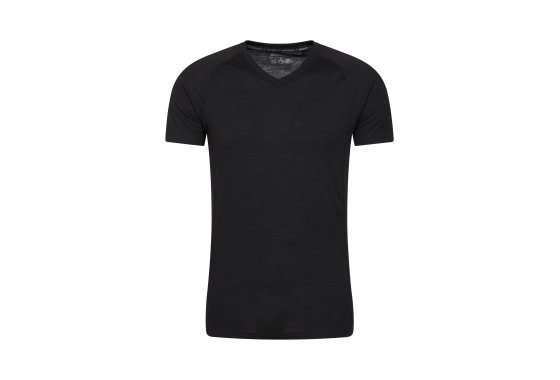 Summit Mens Merino V-Neck Tee - Black