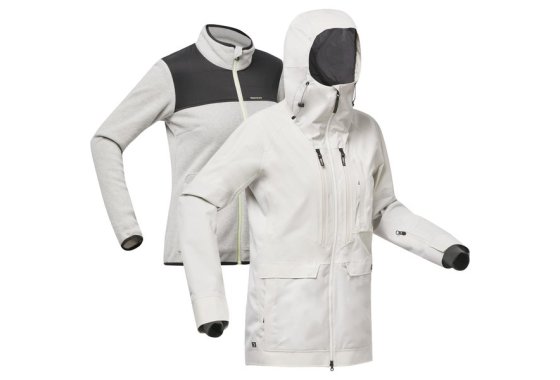 Women's 3-in-1 Durable Snowboard Jacket - Snb 900 - Beige