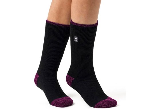 Heat Holders Womens Original Heel and Toe Socks (Black/Berry