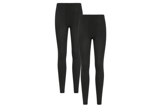 Womens Fluffy Fleece Lined Thermal Leggings 2-Pack - Black