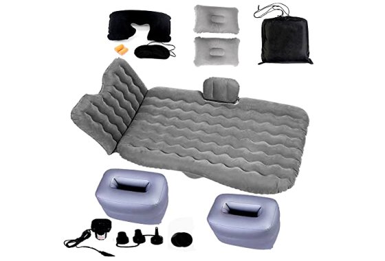 Icelus Inflatable Car Air Mattress with Back Seat Pump Porta