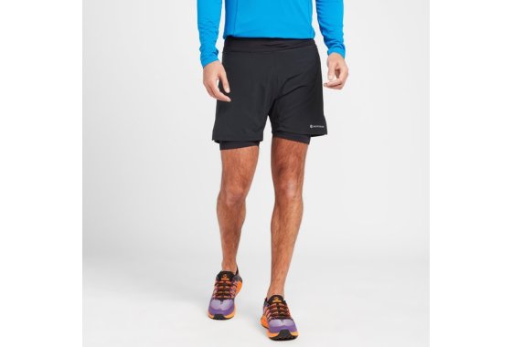 Montane Men's Slipstream Twin Skin Trail Running Shorts, Bla