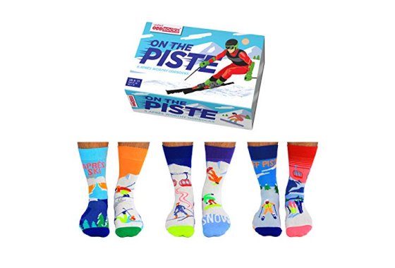 United Oddsocks On The Piste- Box of 6 Mens Oddsocks, UK 6-1