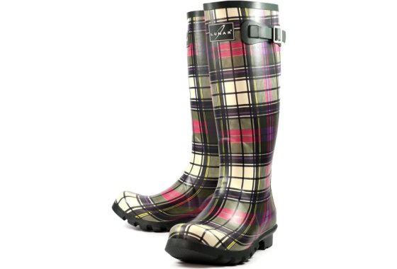 Lunar Womens Tartan Wellingtons (Green)