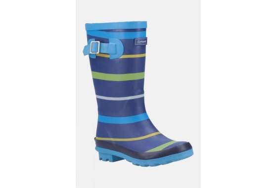 Cotswold  Kids Stripe Wellington Boots - Blue  1 Jnr