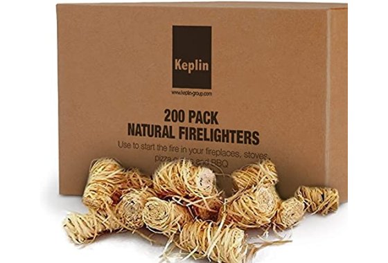 KEPLIN Natural Firelighters - 200 Pack | Eco Friendly Wood F