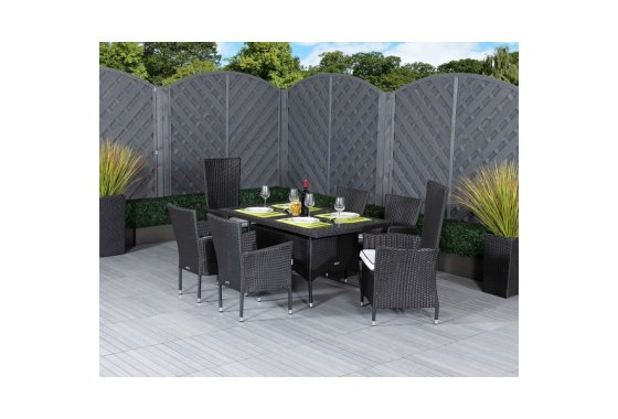 Rectangular Rattan Garden Dining Table Set With 6 Chairs in 