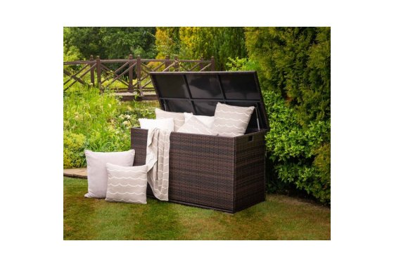 Outdoor Rattan Garden Storage Box in Brown - Rattan Direct