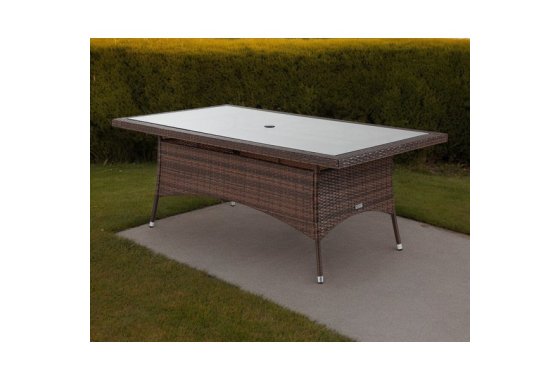 Large Rectangular Rattan Garden Dining Table in Brown - Ratt