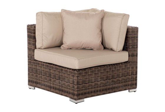 Florida Rattan Garden Corner Section in Truffle Brown & Cham