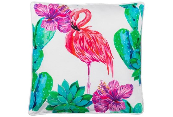 Premium Scatter Cushion in Flamingo Print - Rattan Direct