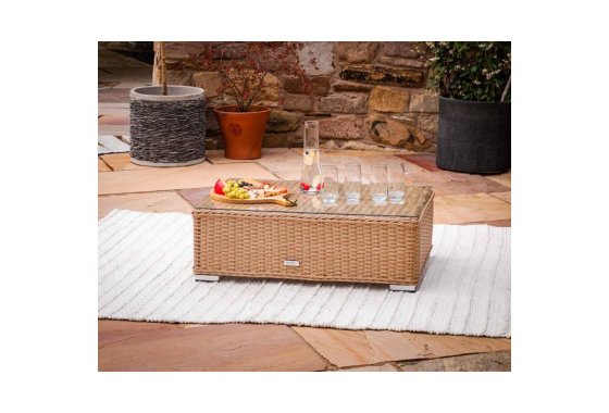 Rattan Garden Rectangular Coffee Table in Willow - Lisbon - 