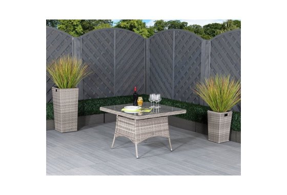 Square Rattan Garden Dining Table in Grey - Rattan Direct