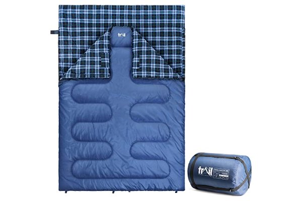 Trail Luxury Double Sleeping Bag, Cotton Flannel Lined, Doub