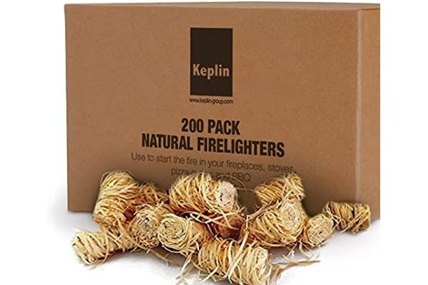 KEPLIN Natural Firelighters - 200 Pack | Eco Friendly Wood F