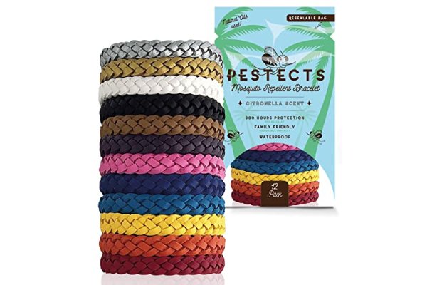 Pestects Mosquito Repellent Bracelet 12 Pack, Adjustable Lea