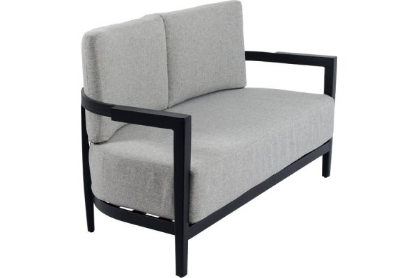 Aluminium & Fabric 2 Seater Sofa with Grey Cushions - Alina 