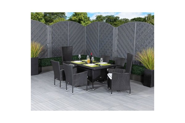 Rectangular Rattan Garden Dining Table Set With 6 Chairs in 