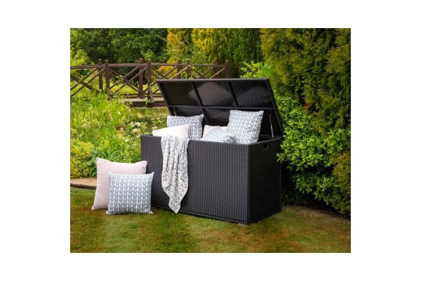 Outdoor Rattan Garden Storage Box in Black - Rattan Direct