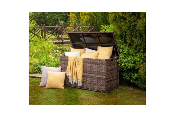 Outdoor Rattan Garden Storage Box in Truffle Brown - Rattan 