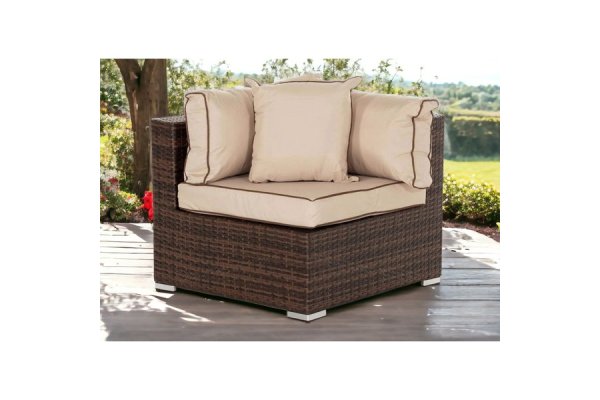 Rattan Garden Corner Section in Brown - Florida - Rattan Dir