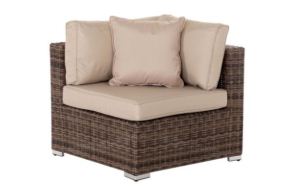 Florida Rattan Garden Corner Section in Truffle Brown & Cham