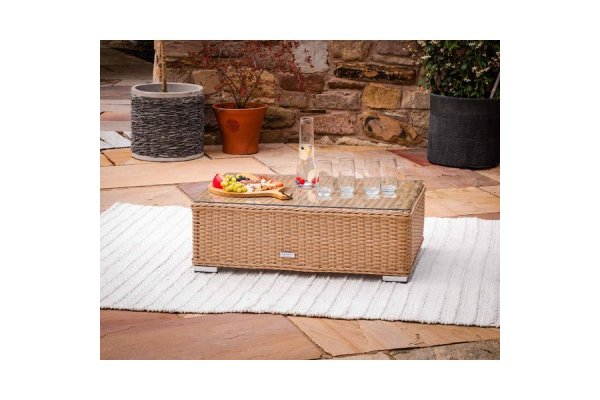 Rattan Garden Rectangular Coffee Table in Willow - Lisbon - 