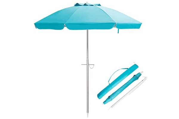 GiantexUK Portable Beach Umbrella, 2M Garden Parasol with UP