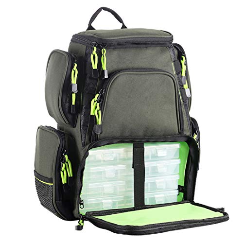 Seaknight Fishing Tackle Backpack, Water-Resistant Large Storage