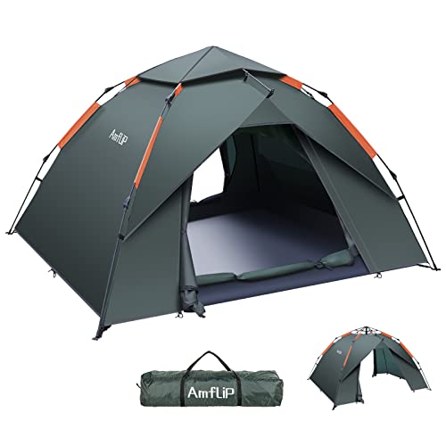 Amflip 3 Man Pop Up Ultralight Dome Tent 4 Seasons army green